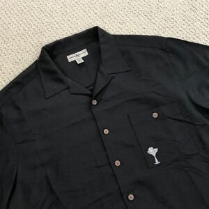 Hook & Tackle Taildancer Lounge Black Embroidered Marlin Camp Shirt Mens Large